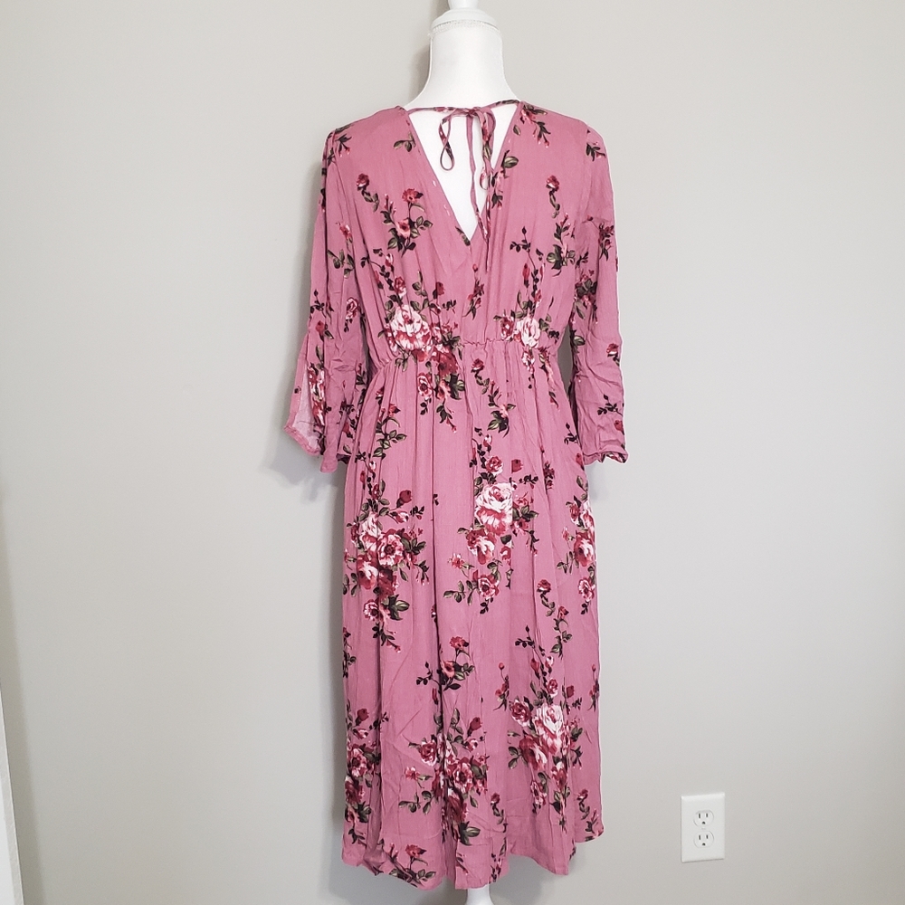 NWT Velzera Floral Mauve Midi Dress Large - Picture 4 of 8